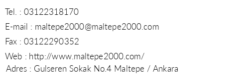 Maltepe Otel 2000 telefon numaralar, faks, e-mail, posta adresi ve iletiim bilgileri